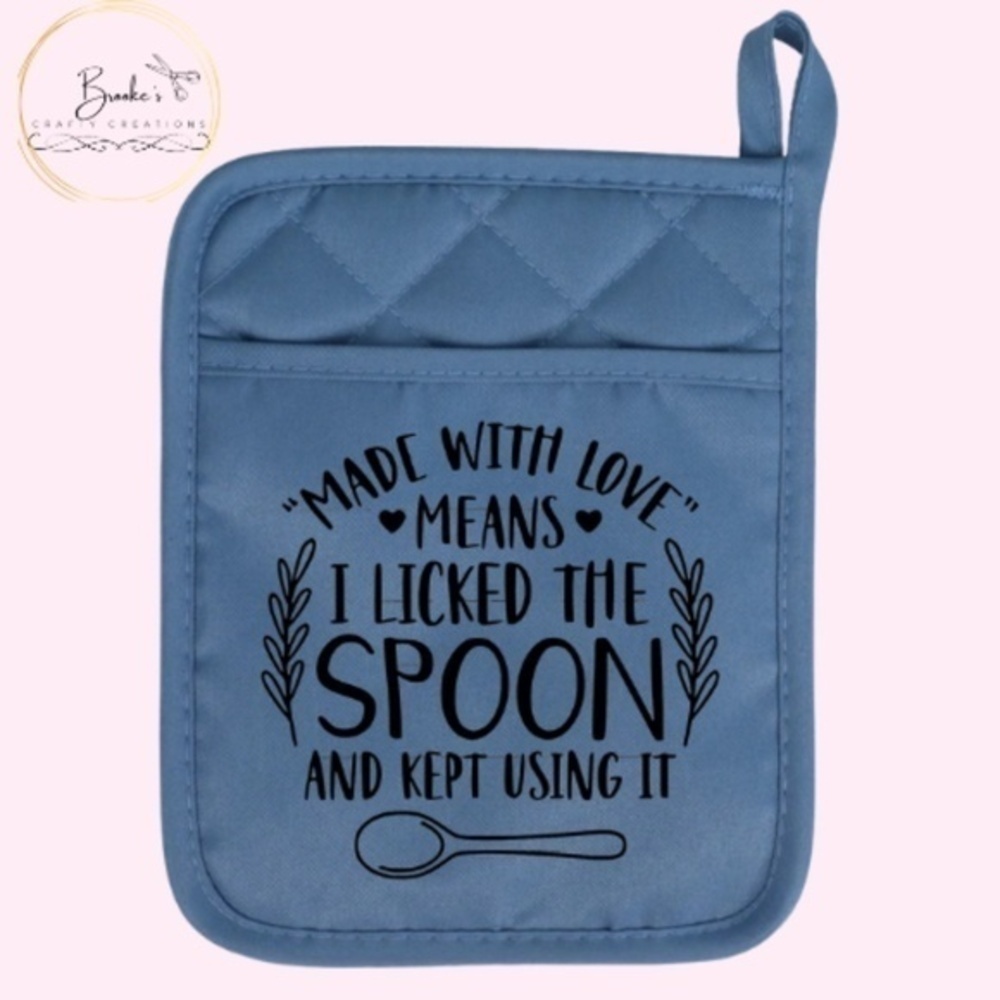 Made With Love Blue Pot Holder Mitt